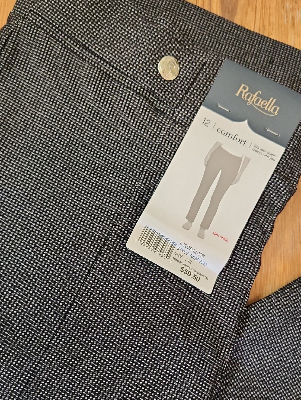 Rafaella Black & White Micro-Check Straight Dress Pants